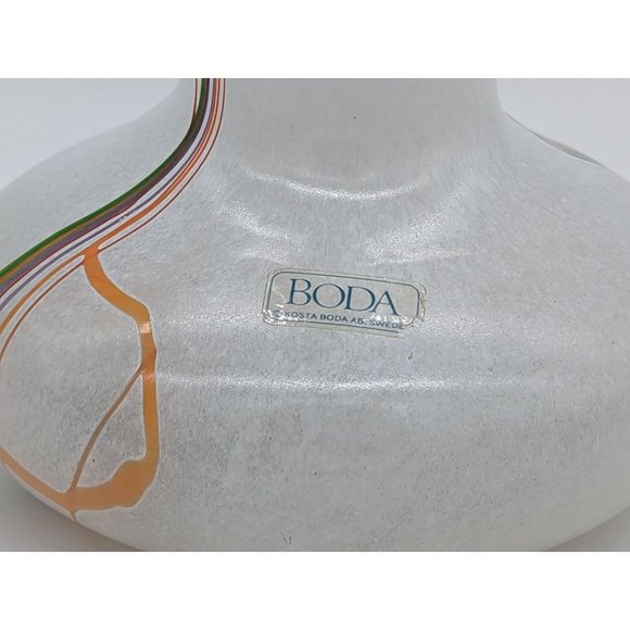 Kosta Boda Signed Bertil Vallien 80s "Rainbow Series" Stripe Glass Vase Flowers - Picture 13 of 15